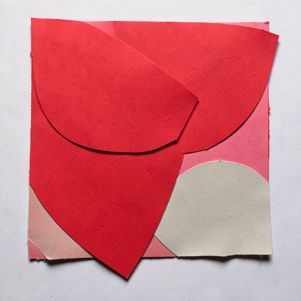 Layered paper cut-out of delicate floral petals in soft blush and ivory, gentle romantic mood